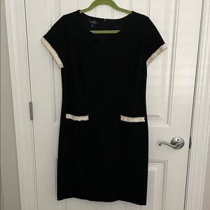 Talbots Black Dress with Cream Accents